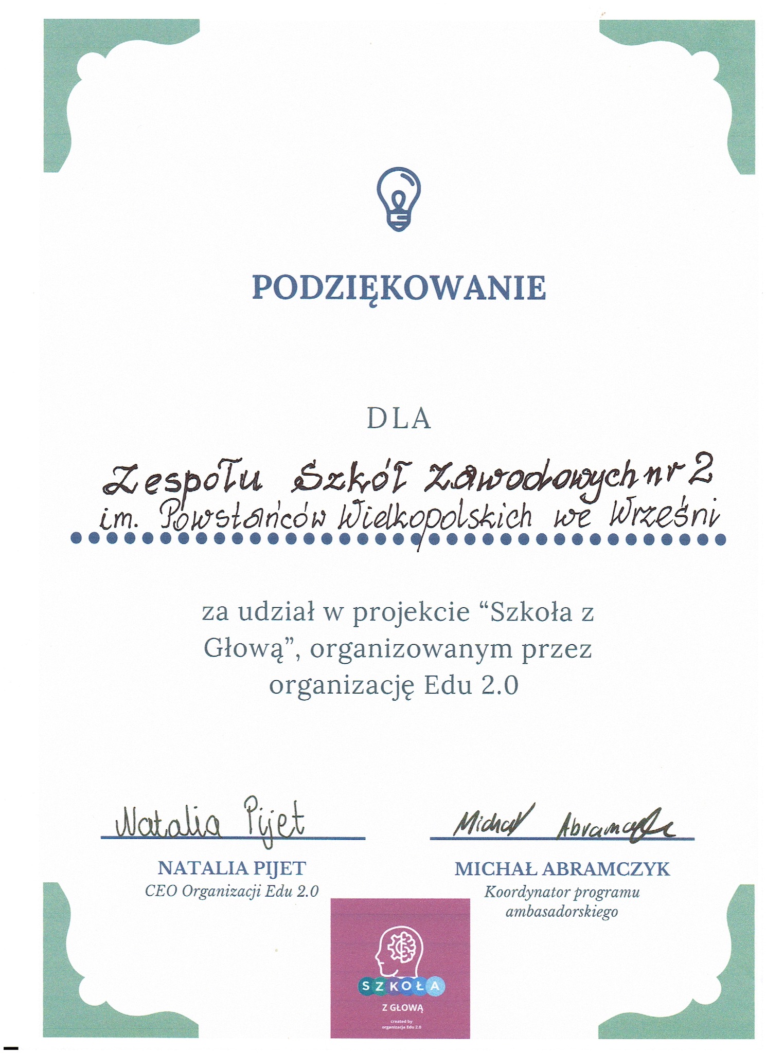 „SZKOŁA Z GŁOWĄ”